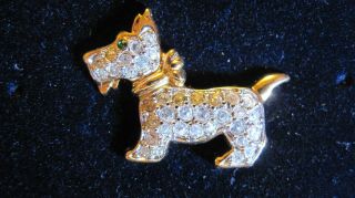 Swarovski Signed Authentic Scottie Dog Tack Lapel Pin,  Mib Retired,  Rare 641