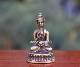 6 Cm Tibet Pure Bronze Gautama Sakyamuni Shakyamuni Tathagata Buddha Sit Statue