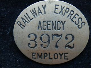 Rare C1930 Railway Express Agency Numbered 3972 Employe Pinback Badge No Rsve