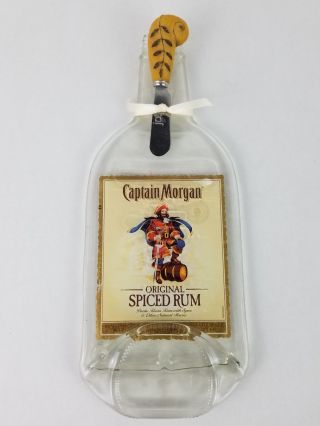 Captain Morgan Spiced Rum Bar Nautical Server Tray Bottle Promo Cheese Tray Rare