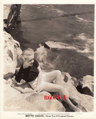 Bette Davis Vintage Photo Early 1930s Rare Sexy & Leggy Linen Bk Beach