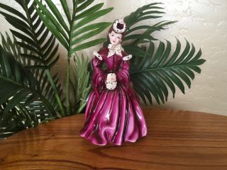 Rare Cranberry Magenta Florence Ceramics " Delia " Porcelain Figurine
