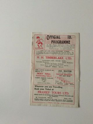 Wigan Rl V Liverpool Stanley 11.  02.  1939 Rare Pre War Programme