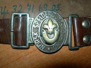 Norwegian Very Old Rare Boy Scout Leather Belt