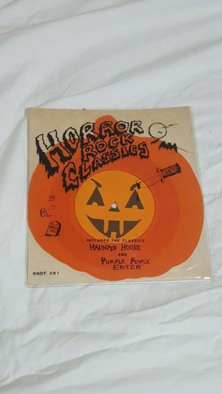 Horror Rock Classics Rhino Euc Vinyl Pumpkin Shaped Record Rare Orange Sleeve