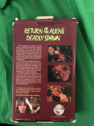 The Deadly Spawn Big Box VHS,  Continential Video,  Horror,  Rare,  Monster,  Alien 3