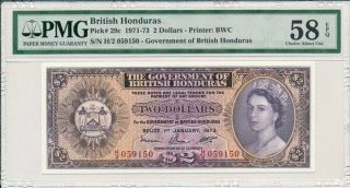 Government Of British Honduras British Honduras $2 1973 Rare Pmg 58epq