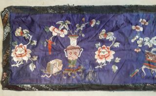 Antique Chinese Silk Fine Old Embroidery Tapestry Textile Panel 56x14 3