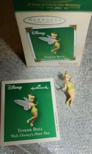 Tinker Bell from Walt Disney ' s Peter Pan 2003 Hallmark Mini Ornament RARE HTF 3