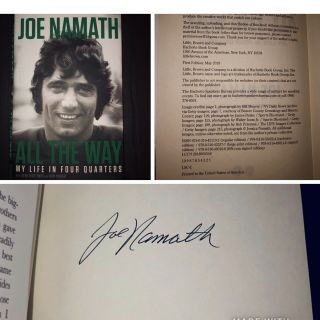 Joe Namath - Rare Signed Autographed All The Way Autobiography Book Jets 1st/1st