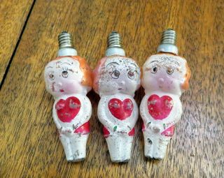 3 Rare Betty Boop Figural Christmas Tree Light Bulb Milk Glass Figure