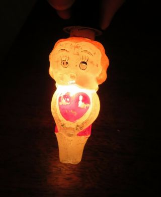 3 Rare Betty Boop Figural Christmas Tree Light Bulb Milk Glass Figure 3