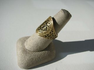 Premier Design Antiqued Brass Perforated Cut Out Work Cigar Band Ring Sz.  7 1/4