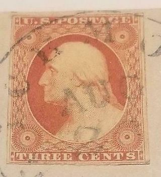 Rare George Washington 3 Cent Stamp Rose Perforate Carded 1856 - 61