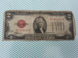 Rare Vintage $2 1928 United States Note Two Dollar Bill Jefferson Red Seal