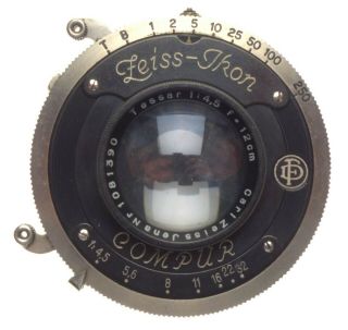 Zeiss Ikon Compur Shutter Tessar 1:4.  5 F=12cm Rare Vintage Optics Jena 4.  5/120mm