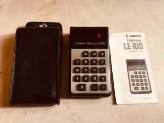 Rare Vintage Canon Palmtronic Le - 100 Red Led Calculator With Case