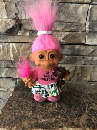 Russ Troll Doll 4” Pink Hair Brown Eyes Rare 1 Troll Collector