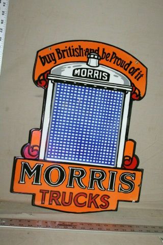 Rare Morris Trucks Sales Service Dealer 2 - Sided Porcelain Metal Sign Gas Oil 66