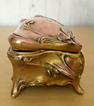 Antique W.  B.  MFG Co Gilt Gilded Angel Cherub Nouveau Jewelry Trinket Casket Box 2
