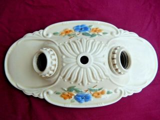 Vintage Ceramic Light Fixtures - Floral - Ceiling Or Wall - Two Bulb