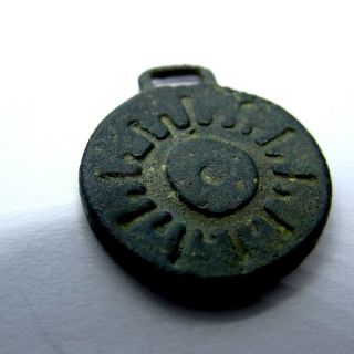 Viking Ancient Artifact Bronze Pendant With Amulet Sun