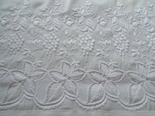 Exquisite Antique Whitework Panel Intricate Hand Embroidery Vine Fruits & Leaves