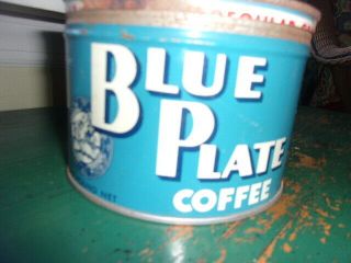 Vintage Antique Tin Can Blue Plate Coffee 1 Lb Kw Orleans Atlanta Richmond