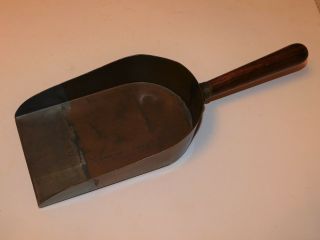 Two Tone Copper & Steel Coal Ash Shovel Scoop With Brass Mounted Wooden Handle