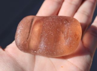 HUGE,  RARE,  THICK AND FROSTY ROSE PINK SEAGLASS WITH RIDGES FROM RUSSIA 2