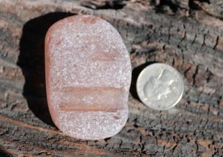HUGE,  RARE,  THICK AND FROSTY ROSE PINK SEAGLASS WITH RIDGES FROM RUSSIA 3