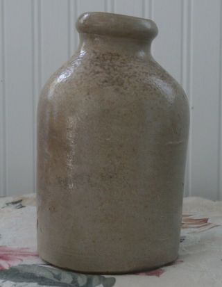 Early Antique Salt Glazed Stoneware Crude Ring Lip Crock