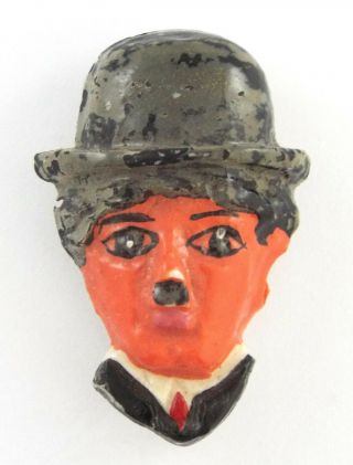 1960s - Rare Vintage " Charlie Chaplin " Celluloid Figural Pin/brooch