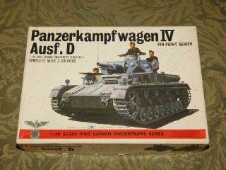 Vintage Rare Bandai Wwii German Panzerkampfwagen Iv Ausf D Tank Model Kit 1/48