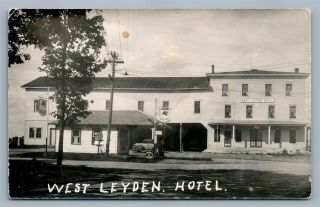 West Leyden Ny Hotel Antique Real Photo Postcard Rppc Socony Oil Co Mobil Sign