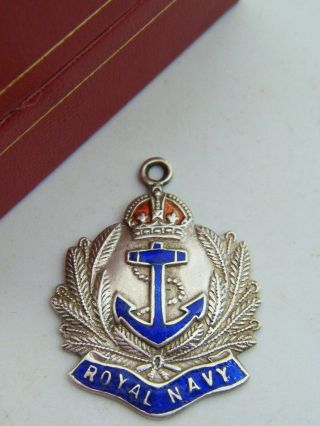 A Ww1 Or Ww2 Era Sterling Silver " Royal Navy " Sweet - Heart Pendant Or Fob Charm.