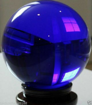 Asian Rare Natural Quartz Blue Magic Crystal Healing Ball Sphere 80mm,  Stand