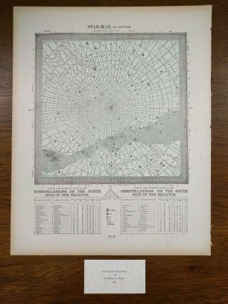 Antique 1900 Astronomy Celestial Map Print Chart Astrology Star Constellation 6