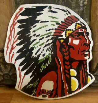 Rare Old Porcelain Indian Die Cut Enamel Sign Size 6 " X 6 " Inches