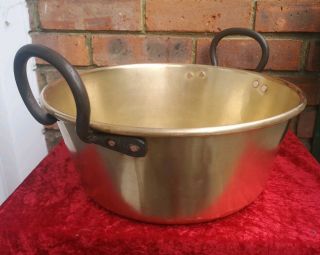 2.  2kg Victorian Antique Brass Jam Pan Cooking Pot - Iron Handles Copper Rivets