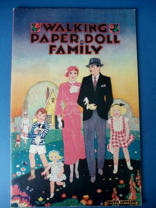 Vintage 1934 Orig Walking Paper Doll Family Book Ruth Upham Saalfield Uncut