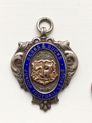 Berks & Bucks Junior Football League 18g Sterling Silver & Enamel Medal Fob 1932