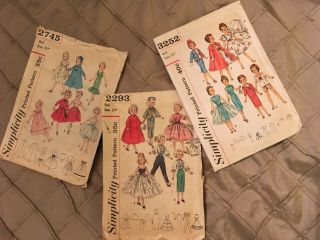 Vintage Simplicity Sewing Patterns For 21” Dolls Such As Miss Revlon