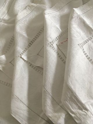 Xtra Large Vintage Linen Cut Work Tablecloth 88 X 64 Inch