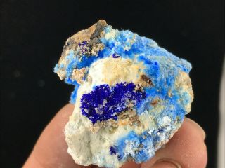 Rare Auzurite With Blue Cyanotrichite On Matrix From China