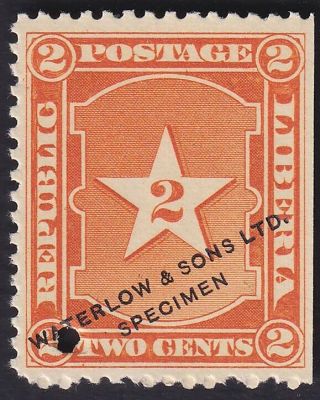 Liberia 2c Rare Waterlow & Sons Specimen Overprint Archival Proof - K1157