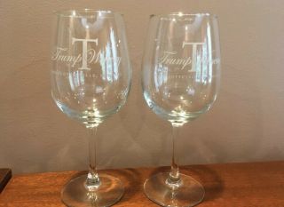 Trump Winery Charlottesville VA Glasses Set Of Two Rare 2