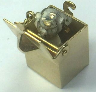 Rare 14k Yellow Gold White Enamel Jack In The Box Different Jack Charm.  3.  3gm.