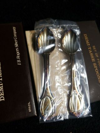 Boxed Set Of 4 Demi - Tasse Silver Plated Spoons F.  B Roger 