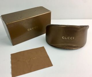 Vintage Gucci Dome Sunglass Eyeglass Case Box Cloth Gold